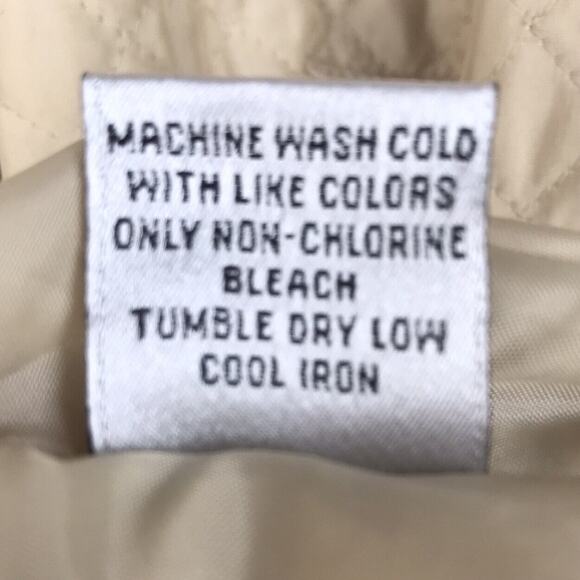 Vtg Talbots Petites Quilted Jacket Tan Full Zip Button Front Collared Pockets PP - Picture 13 of 13